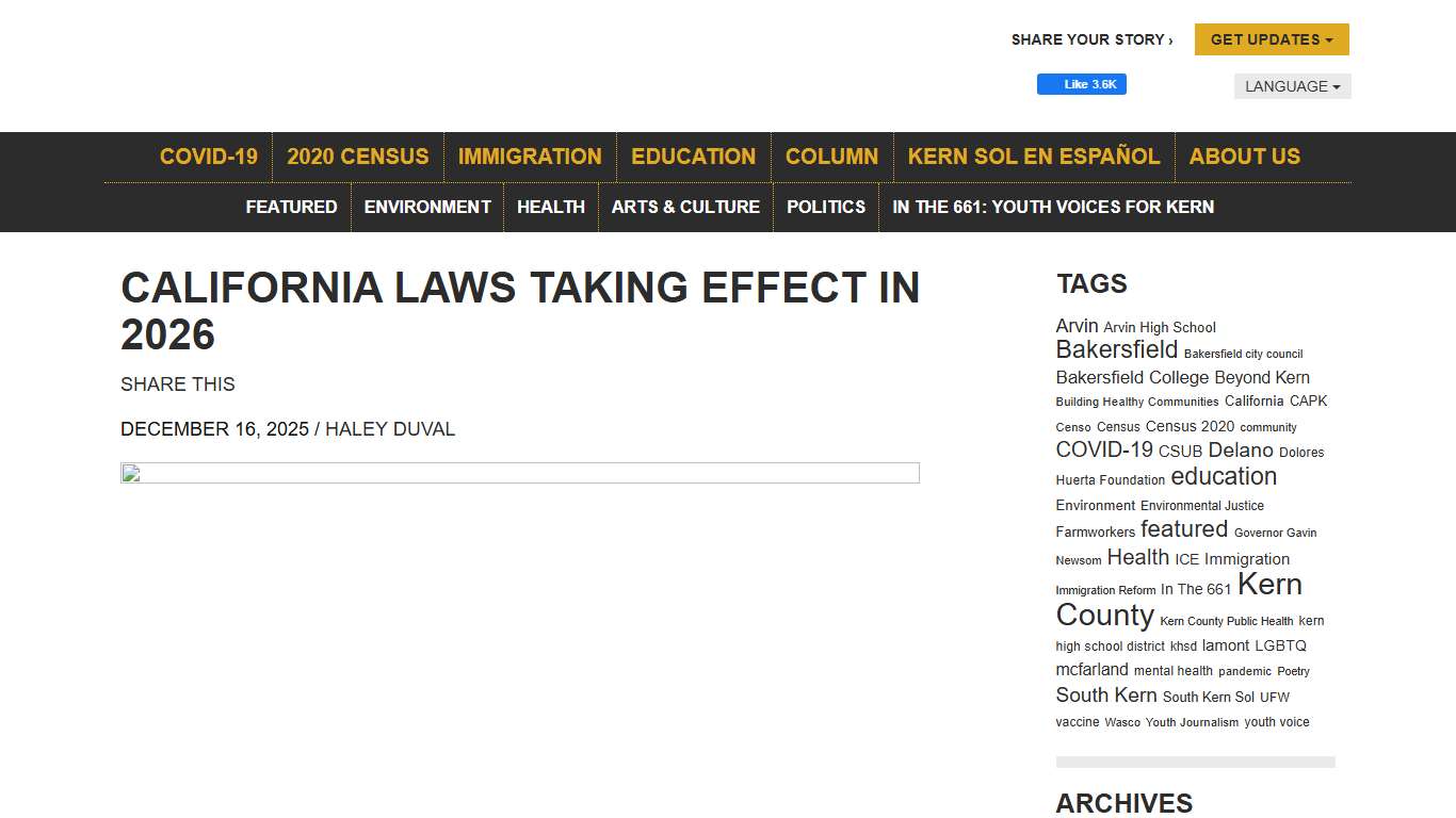 South Kern Sol California laws taking effect in 2026 - South Kern Sol